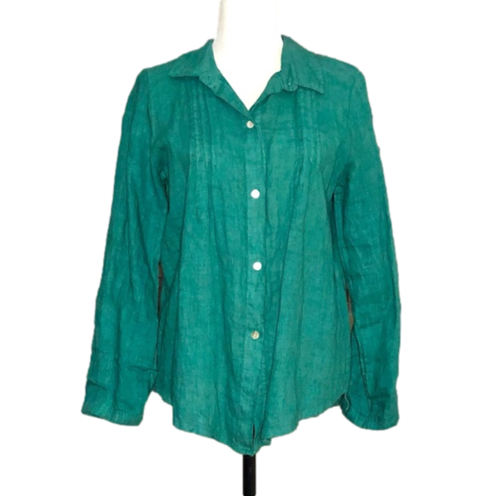 Made in Italy green linen shirt